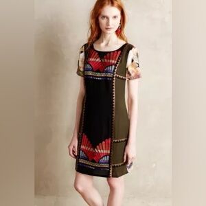 Anthropologie Fanned Vignette Shift Dress - Size 2